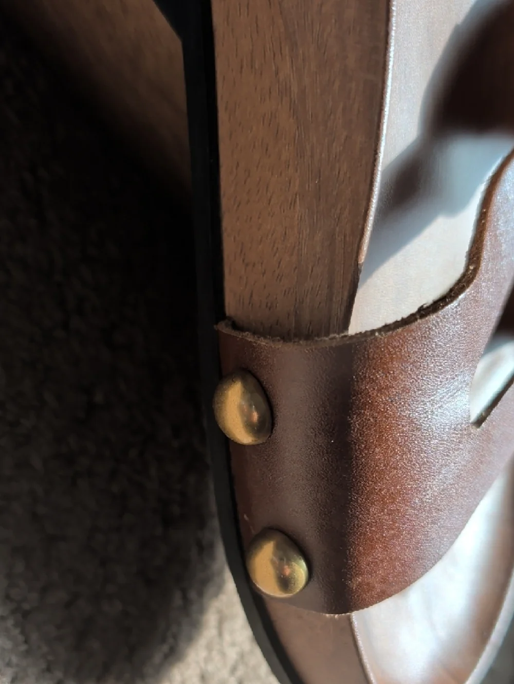 ZARA - Brown Leather Slide Sandals with Brass Buckles - Picture 5 of 5